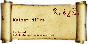 Kaizer Örs névjegykártya